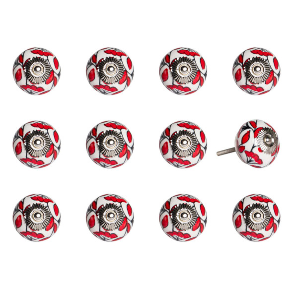 1.5" x 1.5" x 1.5" Ceramic Metal Multicolor 12 Pack Knob - 358084