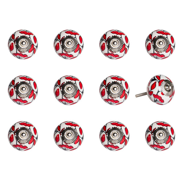 1.5" x 1.5" x 1.5" Ceramic Metal Multicolor 12 Pack Knob - 358084