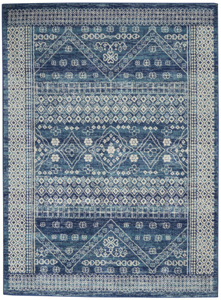 4 x 6 Navy Blue and Ivory Persian Motifs Area Rug