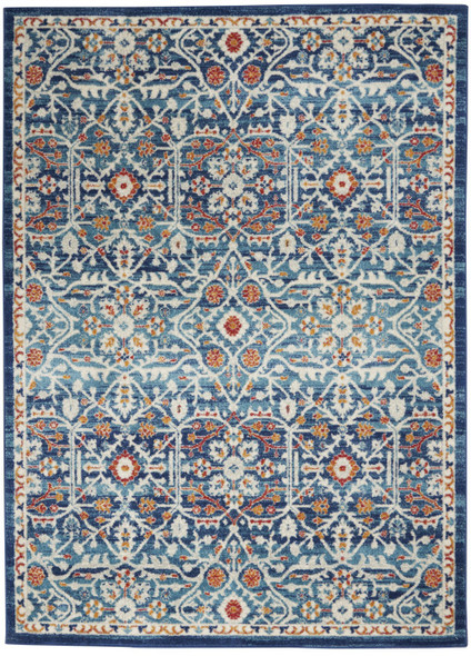 4 x 6 Blue White Multi Medallion Area Rug