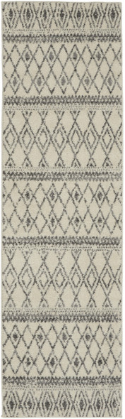 2 x 8 Ivory and Gray Berber Pattern Runner Rug