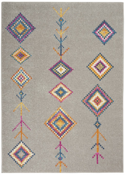 4 x 6 Gray and Multicolor Geometric Area Rug