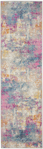 2 x 6 Ivory and Multi Abstract Runner Rug