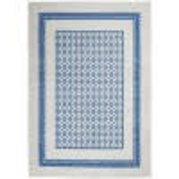 6 x 9 Ivory and Blue Geometric Area Rug