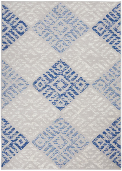 5 x 7 Gray and Blue Diamonds Area Rug