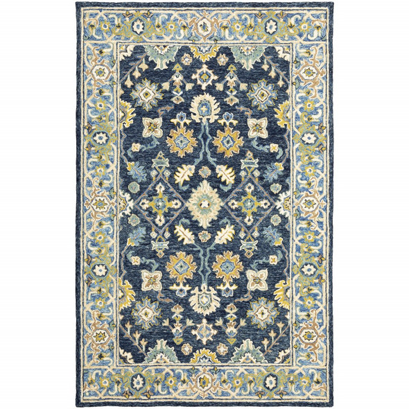 4'x6' Navy and Blue Bohemian Rug