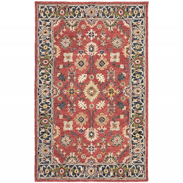 5'x8' Red and Blue Bohemian Rug