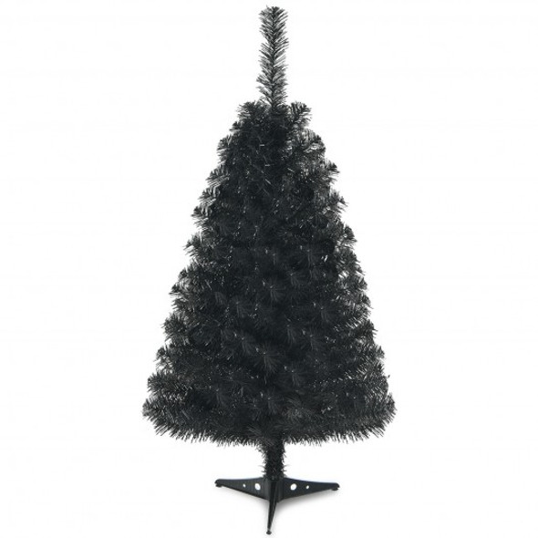 3 Feet Unlit Artificial Christmas Halloween Mini Tree with Plastic Stand-Black