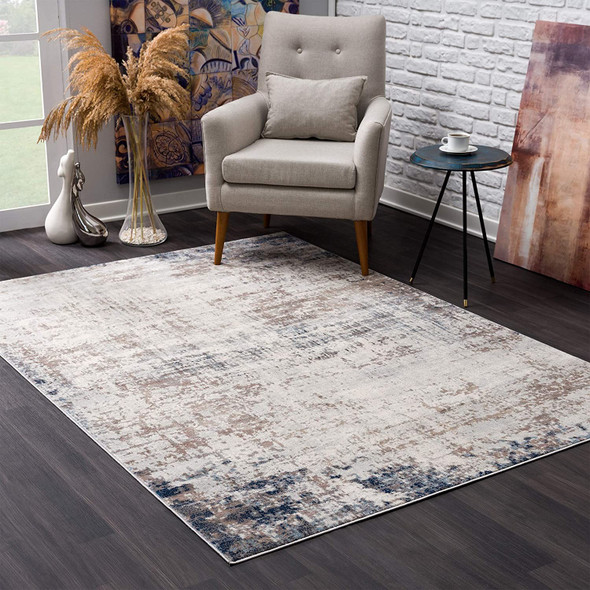 4 x 6 Navy Blue Distressed Striations Area Rug