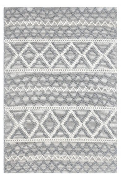 5 x 7 Gray Ivory Diamonds Boho Chic Area Rug