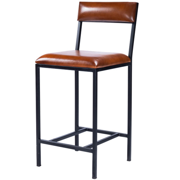 Classic Leather and Metal Counter Stool