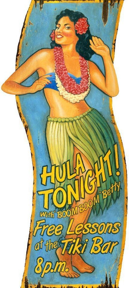 Vintage Hula Girl Tiki Bar Advertisment Wall Decor