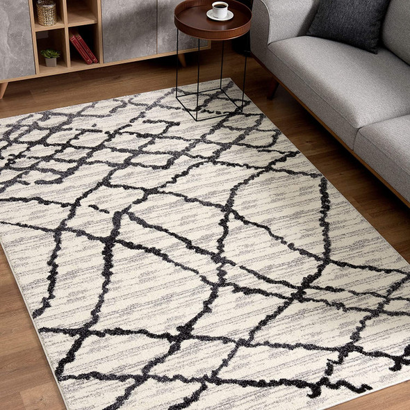 4 x 6 Gray and Black Modern Abstract Area Rug