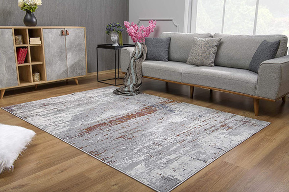 4 x 6 Gray and Brown Abstract Scraped Area Rug
