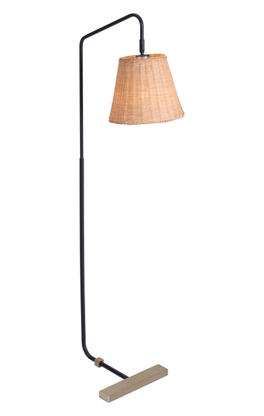Natural Black and Woven Floor Lamp