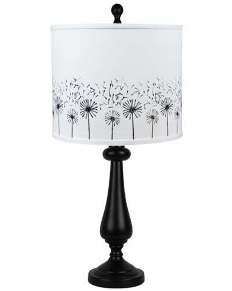 Black Candlestick Whimsical Dandelion Shade Table Lamp