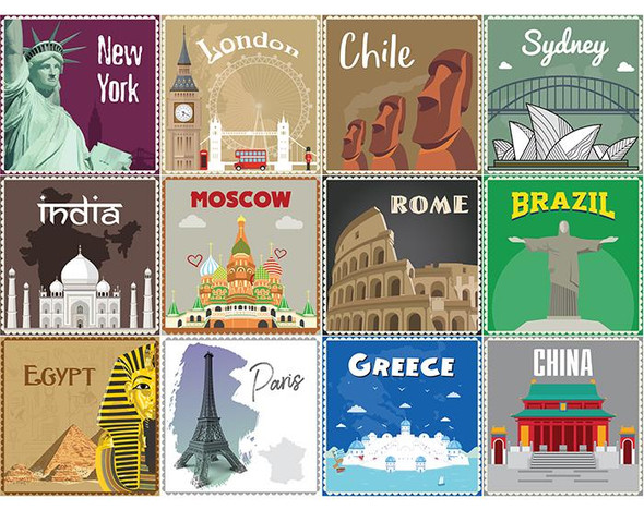 4" x 4" World Traveler Peel and Stick Removable Tiles