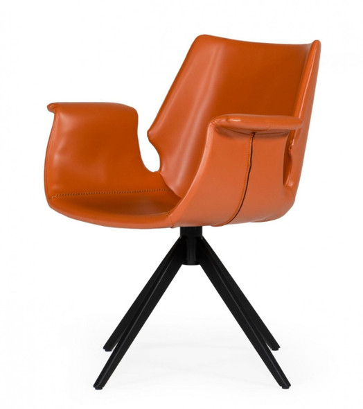 Cognac Faux Leather Dining Chair