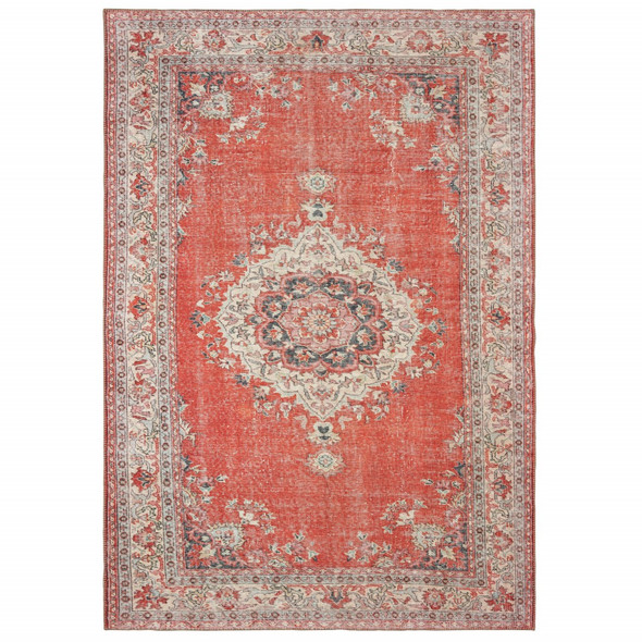 8x10 Red and Gray Oriental Area Rug