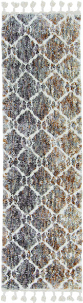 5' x 8' Grey or Sand Geometric Abstract Diamonds Indoor Area Rug with Fringe