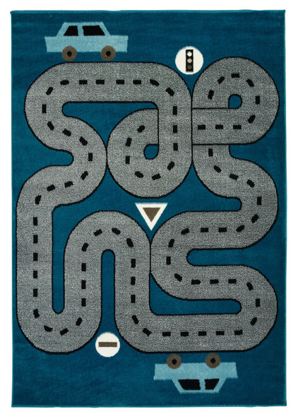 5 x 7 Navy Imaginative Racetrack Area Rug