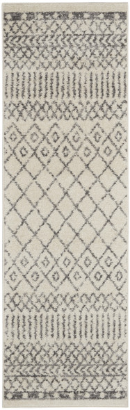 2 x 6 Ivory and Gray Geometric Runner Rug