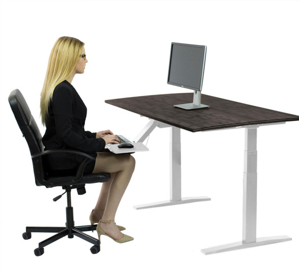 White and Black Bamboo Dual Motor Electric Office Adjustable Computer Desk