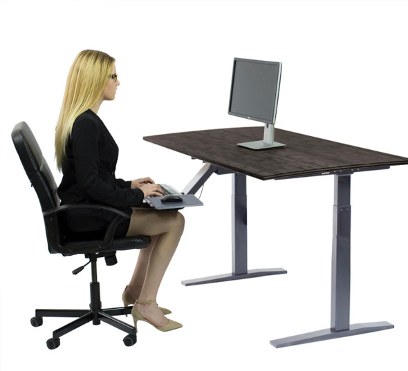 Gray Bamboo Dual Motor Electric Office Adjustable Computer Desk - 397734