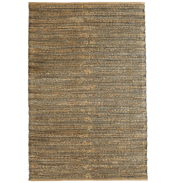 5 x 8 Gray and Natural Braided Striped Area Rug