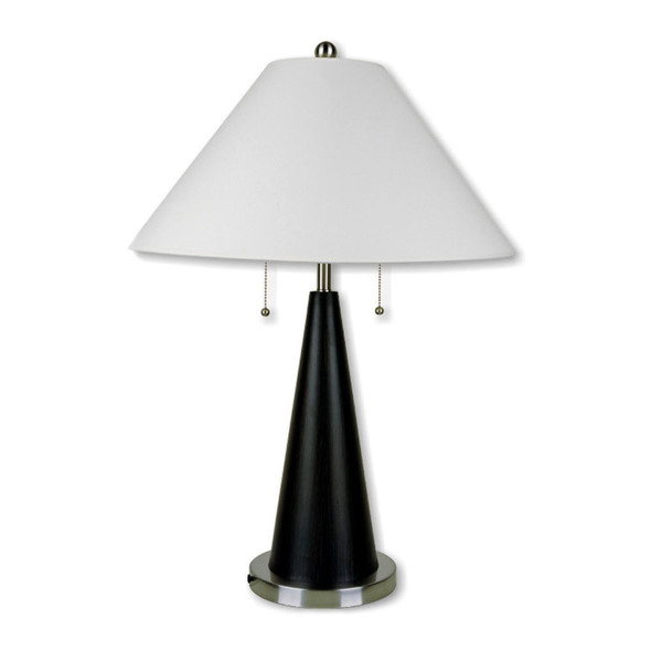 Black Conical Table Lamp with White Shade