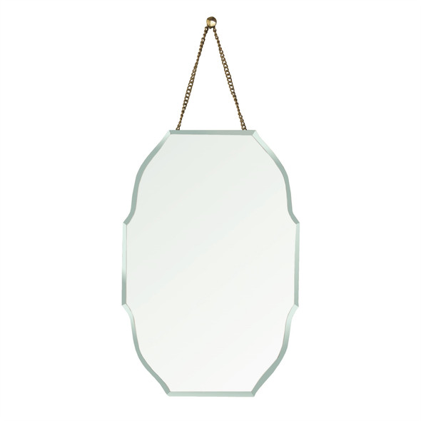 Rounded Octagon Beveled Hanging Mirror