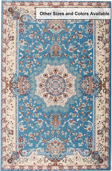 4 x 6 Blue and Cream Embellished Area Rug