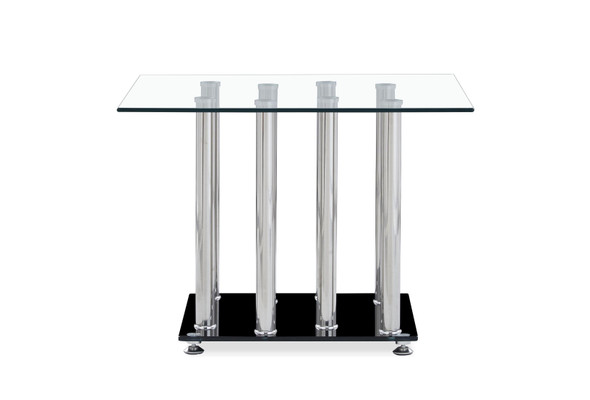Black and Silver Modern End Table with Tempered Glass Top