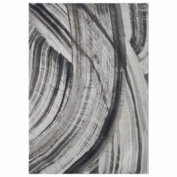 5 x 8 Gray Ivory Abstract Strokes Modern Area Rug