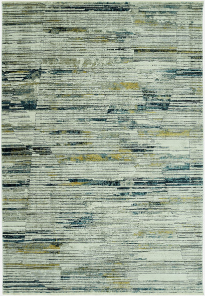 9 x 13 Blue Ivory Abstract Striped Area Rug