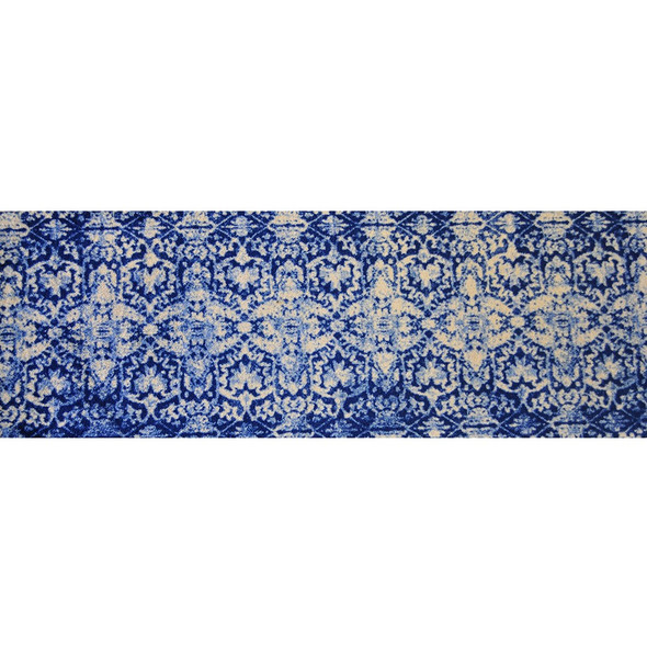 2' x 6' Shades of Blue Vintage Floral Washable Runner Rug