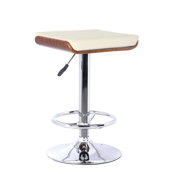 26" Cream Faux Leather Chrome Finished Bar Stool