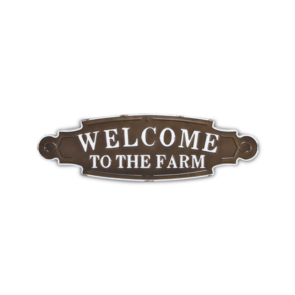 Welcome to the Farm Lacquered Black and White Metal Wall Art