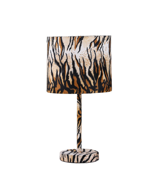 19 Modern Faux Tiger Print Suede Table Lamp