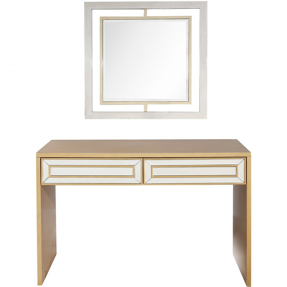 Antiqued Gold Finish Mirror and Console Table - 396841