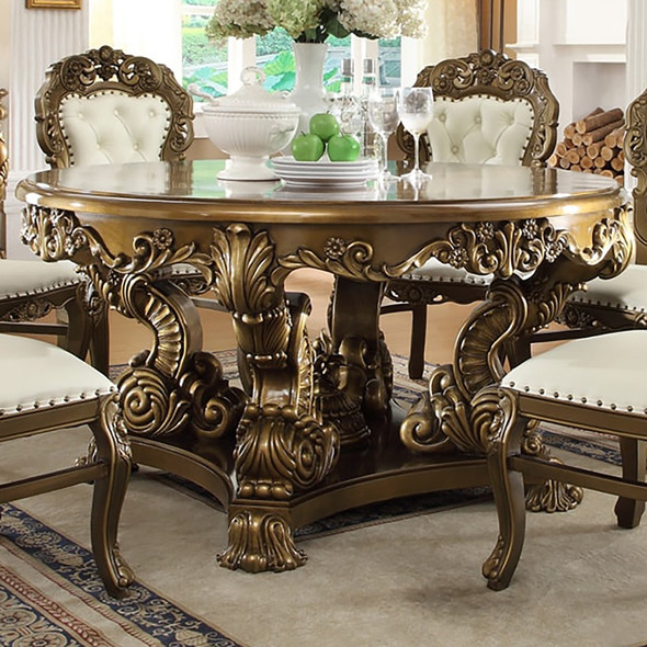 HD-8008 Bronze Round Traditional Dining Table