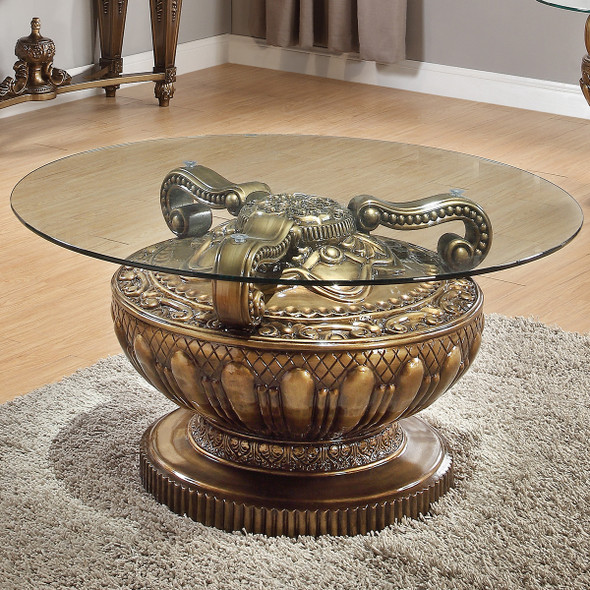 HD-905 BR Bronze 3-Piece Traditional Coffee Table Set