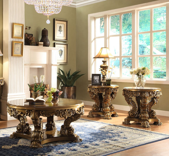 HD-8008 Bronze 3-Piece Traditional Coffee Table Set