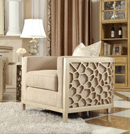 HD-8911 Champagne Traditional Upholstered Accent Chair