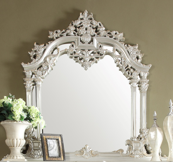 HD-8088 Silver With Gold Highlight Baroque Decorative Wall Mirror
