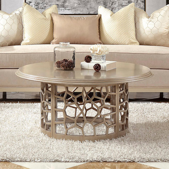 HD-998C Cherry with Gold Highlights 3-Piece Traditional Coffee Table Set
