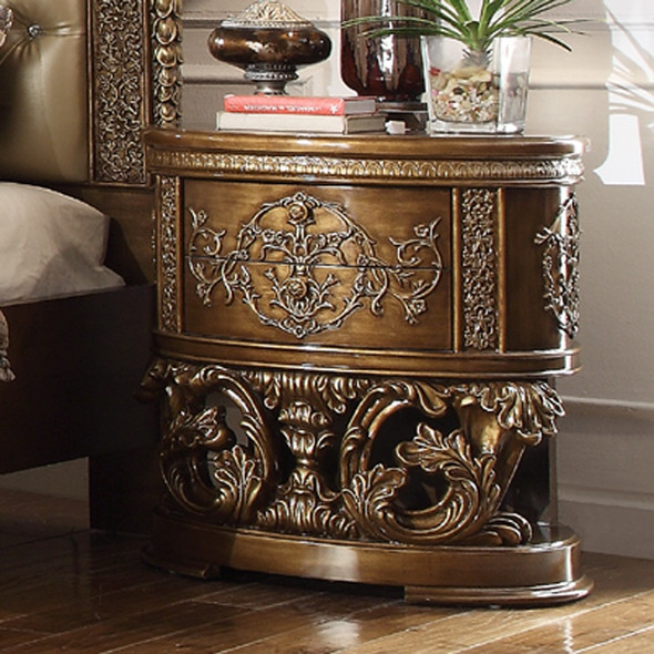 HD-8018 Antique Gold And Perfect Brown Modern Nightstand