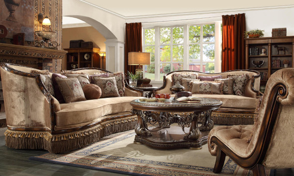 HD-1631 Antique Brown 3-Piece Traditional Sofa Set