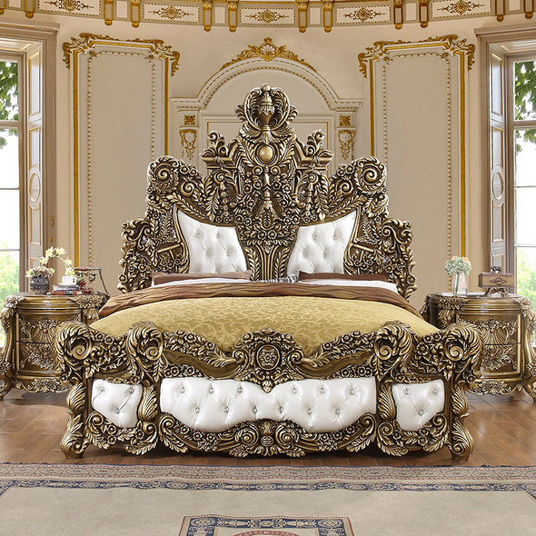 HD-1802 Bronze Traditional Eastern King Upholstered Bed