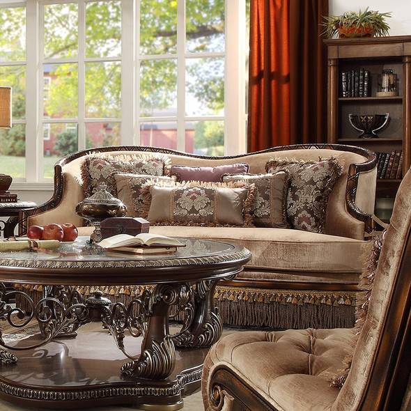 HD-1631 Antique Brown Traditional Upholstered Loveseat